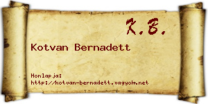 Kotvan Bernadett névjegykártya